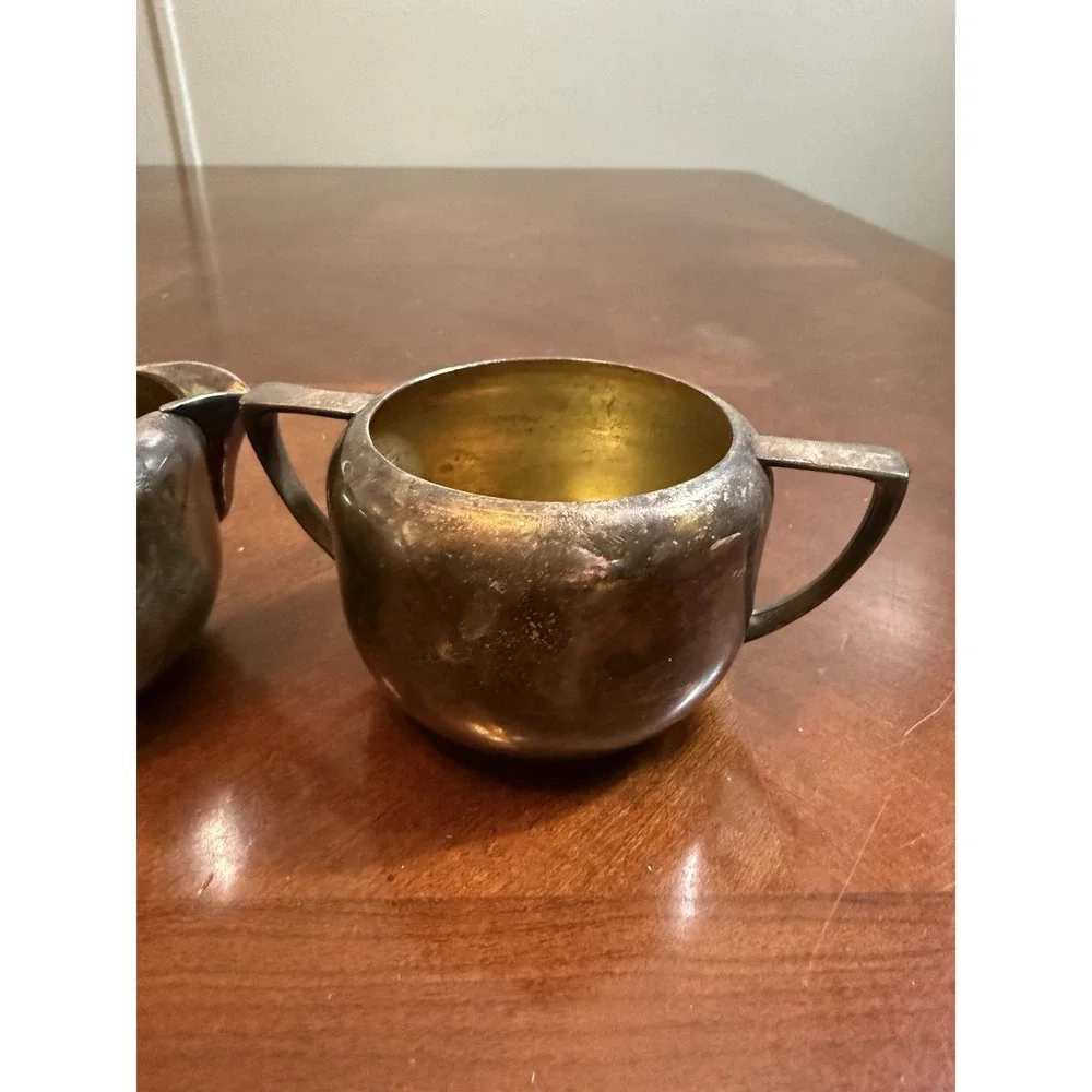 Vtg Oneida Community Tudor Plate Creamer & Sugar Bowl Set‎ Silverplate 1950